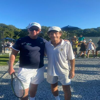 Marshall J. Hubsher with tennis expert Patrick McEnroe during the Pro-Am tournament